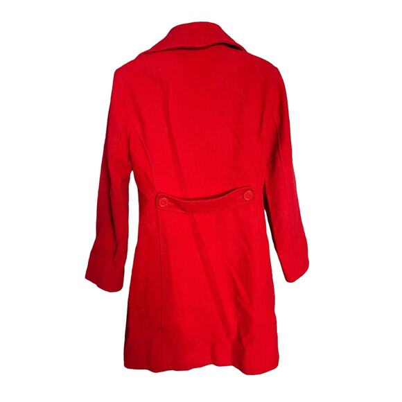 Old Navy crimson red wool double breasted collared long peacoat jacket Small - Picture 2 of 6